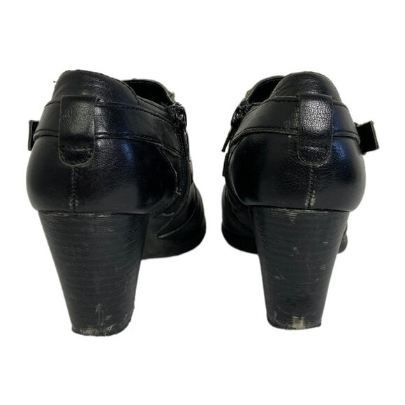 Born BOC Black Ankle Boots‎ Heeled Size 7 Style Z01503 Leather Strap Buckle Y2K - Picture 6 of 12